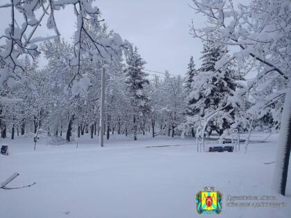 В Дружковке снежно, местами сильно снежно